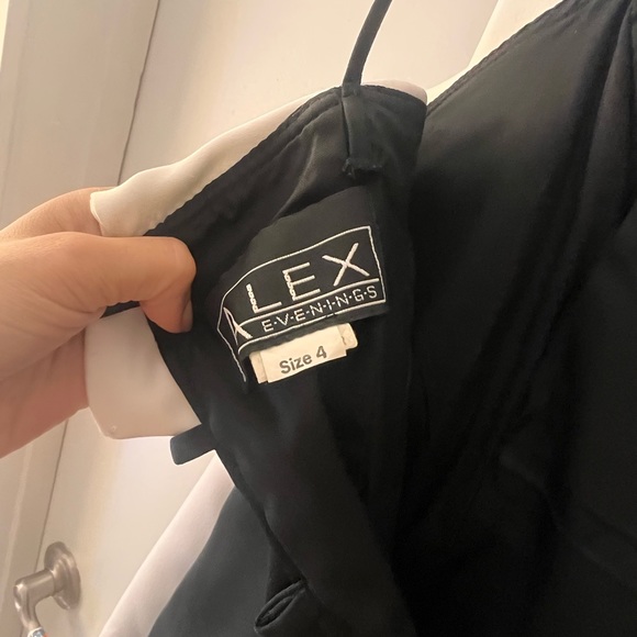 ALEX EVENINGS dress gown formal evening cowl black and white with satin shawl - Picture 7 of 7